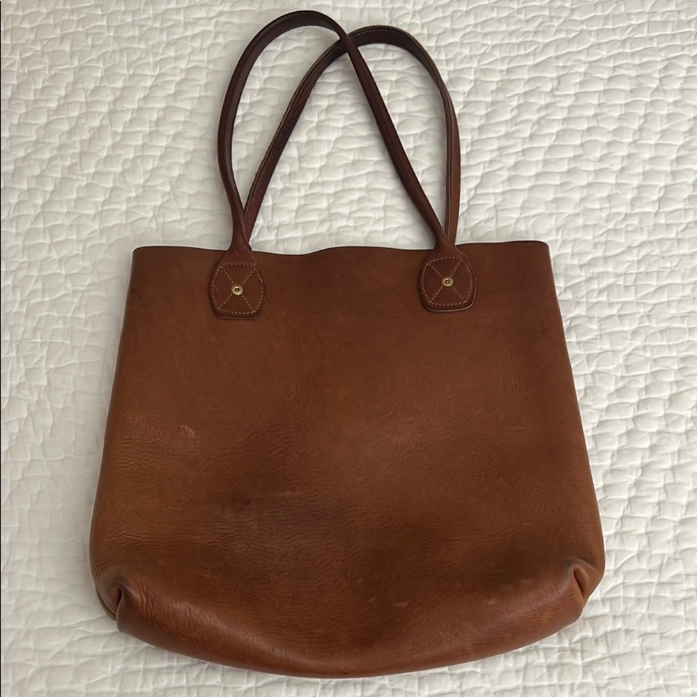 Classic Brown Leather Tote with Double Handles